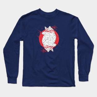 japan wolf illustration Long Sleeve T-Shirt